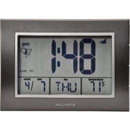 AcuRite 7-inch Atomic Alarm Clock with Date, Day of Week and Temperature