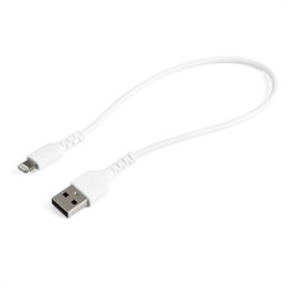 StarTech.com 12inch/30cm Durable White USB-A to Lightning Cable, Rugged Heavy Duty Charging/Sync Cable for Apple iPhone/iPad MFi Certified