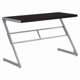 22" x 48" x 30" Cappuccino  Silver  Mdf  Metal  Computer Desk (Pack of 1)