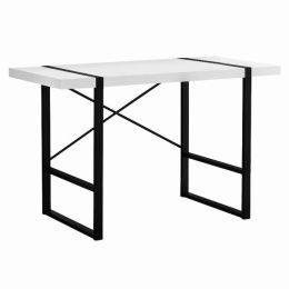 23.75" x 49" x 30" White Black Particle Board Hollow Core Metal  Computer Desk (Pack of 1)