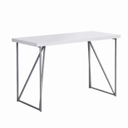 22" x 47.25" x 30" White Silver Metal Hollow Core Particle Board  Computer Desk (Pack of 1)