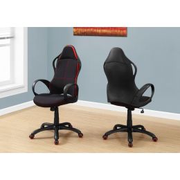 46" Black and Red Fabric Multi Position Office Chair (Pack of 1)