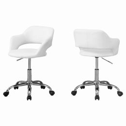 21" x 22.5" x 29" White Foam Metal Leather Look Lift Base  Office Chair (Pack of 1)