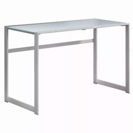 22" x 48" x 30" Silver  White  Tempered Glass  Metal   Computer Desk (Pack of 1)