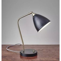 Black Metal and Antique Brass Adjustable USB Port Desk Lamp (Pack of 1)