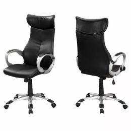 26" x 25.5" x 99" Black Silver Foam Metal  High Back Office Chair (Pack of 1)