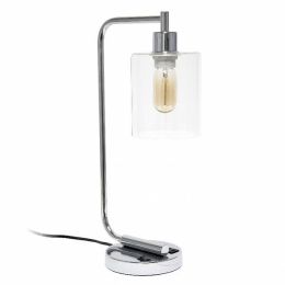Lalia Home Modern Iron Desk Lamp with USB Port and Glass Shade (Pack of 1)