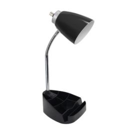Limelights Gooseneck Organizer Desk Lamp with iPad Tablet Stand Book Holder and Charging Outlet (Pack of 1)