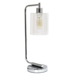 Simple Designs Bronson Antique Style Industrial Iron Lantern Desk Lamp with Glass Shade (Pack of 1)