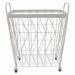Plutus Brands Metal Basket in White Metal (Pack of 1)